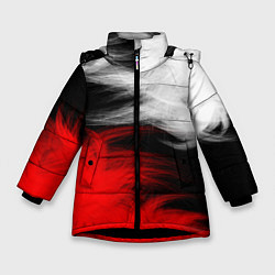 Куртка зимняя для девочки ПЕРЬЯ, цвет: 3D-черный