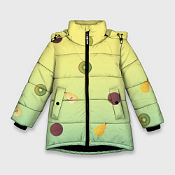 Куртка зимняя для девочки Фруктовый салат, цвет: 3D-черный