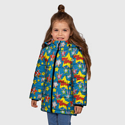 Куртка зимняя для девочки Багз Банни паттерн, цвет: 3D-светло-серый — фото 2