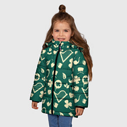 Куртка зимняя для девочки Ирландский арт, цвет: 3D-черный — фото 2
