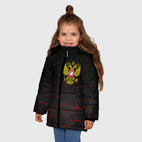 Зимняя куртка для девочки РОССИЯ / 3D-Черный – фото 3
