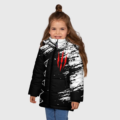 Зимняя куртка для девочки ВЕДЬМАК / 3D-Черный – фото 3