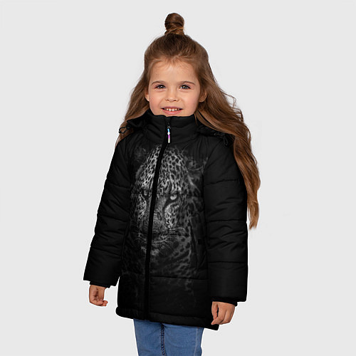 Зимняя куртка для девочки Леопард / 3D-Черный – фото 3