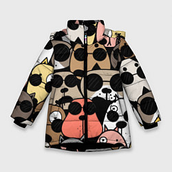 Куртка зимняя для девочки Серьезные псы, цвет: 3D-черный