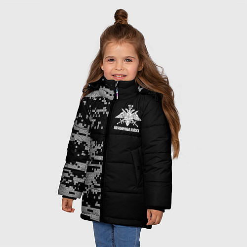 Зимняя куртка для девочки Пограничные Войска / 3D-Черный – фото 3