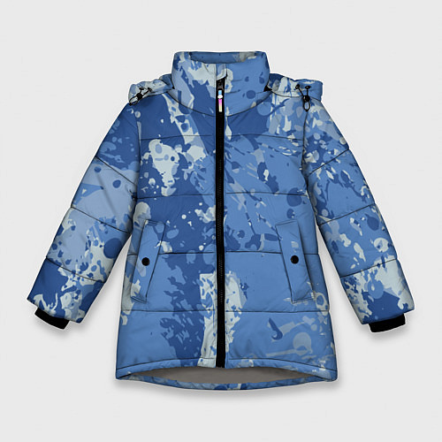 Зимняя куртка для девочки КАМУФЛЯЖ BLUE / 3D-Светло-серый – фото 1