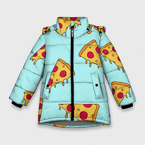 Зимняя куртка для девочки Ароматная пицца / 3D-Светло-серый – фото 1