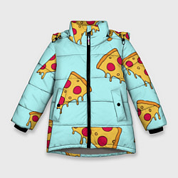 Куртка зимняя для девочки Ароматная пицца, цвет: 3D-светло-серый