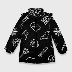 Куртка зимняя для девочки Страшилки, цвет: 3D-черный