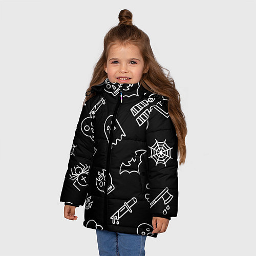Зимняя куртка для девочки Страшилки / 3D-Черный – фото 3