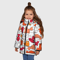 Куртка зимняя для девочки Милые лисы, цвет: 3D-черный — фото 2