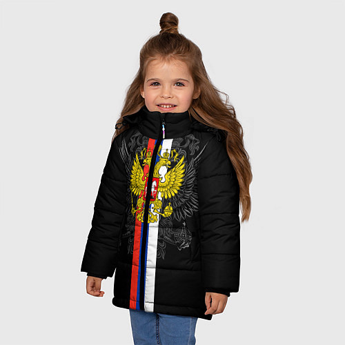 Зимняя куртка для девочки Россия / 3D-Черный – фото 3