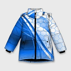 Куртка зимняя для девочки ABSTRACT BLUE, цвет: 3D-черный