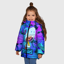 Куртка зимняя для девочки Скин акулы Леона, цвет: 3D-светло-серый — фото 2