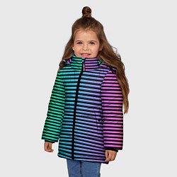 Куртка зимняя для девочки В ЦВЕТНУЮ ПОЛОСКУ, цвет: 3D-черный — фото 2