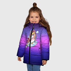 Куртка зимняя для девочки Единорог, цвет: 3D-светло-серый — фото 2