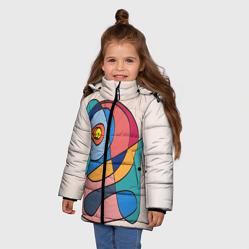Зимняя куртка для девочки Абстракция полет фантазии / 3D-Черный – фото 3
