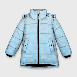 Куртка зимняя для девочки Очень светлые голубые облака, цвет: 3D-черный