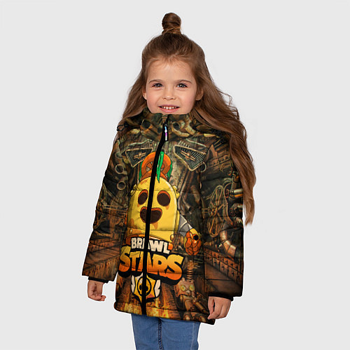 Зимняя куртка для девочки Brawl Stars Robot Spike / 3D-Черный – фото 3