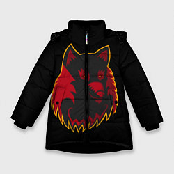 Куртка зимняя для девочки Wolf Logo, цвет: 3D-черный