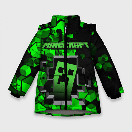 Зимняя куртка для девочки Minecraft / 3D-Светло-серый – фото 1