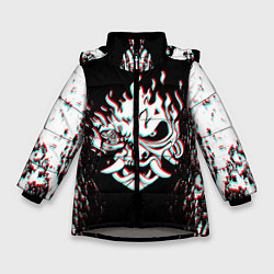 Куртка зимняя для девочки CYBERPUNK 2077 SAMURAI GLITCH, цвет: 3D-светло-серый
