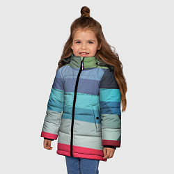 Куртка зимняя для девочки ТЕКСТУРА ЛИНИИ, цвет: 3D-черный — фото 2