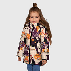 Куртка зимняя для девочки КОТИКИ, цвет: 3D-черный — фото 2