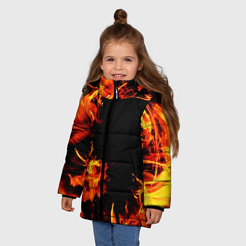 Зимняя куртка для девочки ОГОНЬ / 3D-Черный – фото 3