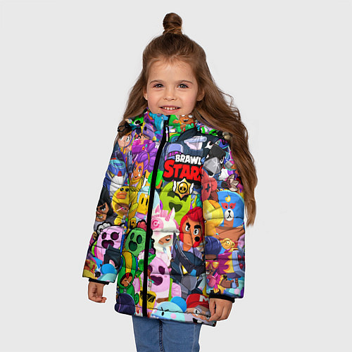 Зимняя куртка для девочки BRAWL STARS ВСЕ БРАВЛЕРЫ / 3D-Черный – фото 3