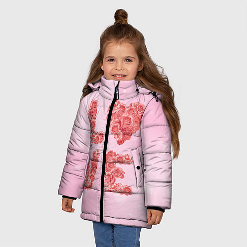 Зимняя куртка для девочки Love Розы / 3D-Черный – фото 3