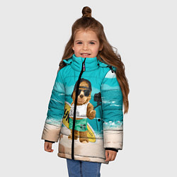 Куртка зимняя для девочки Медвежонок серфер, цвет: 3D-черный — фото 2