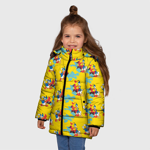 Зимняя куртка для девочки Дональд Дак / 3D-Черный – фото 3