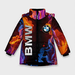Куртка зимняя для девочки BMW, цвет: 3D-черный
