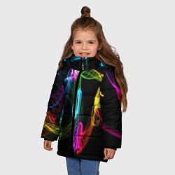 Куртка зимняя для девочки НЕОНОВЫЙ ДЫМ, цвет: 3D-светло-серый — фото 2