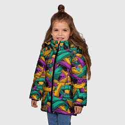 Куртка зимняя для девочки Граффити, цвет: 3D-черный — фото 2
