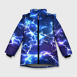 Куртка зимняя для девочки СВЕТЯЩИЕСЯ МОЛНИИ, цвет: 3D-светло-серый