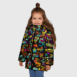 Куртка зимняя для девочки Zombi Slime, цвет: 3D-черный — фото 2