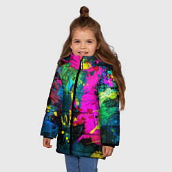 Куртка зимняя для девочки Яркий принт, цвет: 3D-черный — фото 2