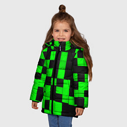 Куртка зимняя для девочки ЗЕЛЕНЫЕ КУБИКИ, цвет: 3D-черный — фото 2