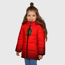 Куртка зимняя для девочки Манчестер Юнайтед лого 2020, цвет: 3D-черный — фото 2