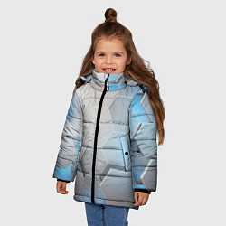 Куртка зимняя для девочки 3D соты, цвет: 3D-черный — фото 2