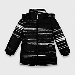 Куртка зимняя для девочки РЕЗКИ ШТРИХИ, цвет: 3D-черный