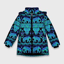 Зимняя куртка для девочки Слоны Узоры