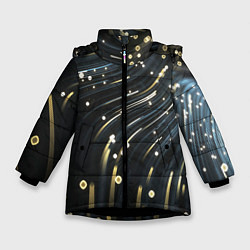 Куртка зимняя для девочки Абстракция искры полосы боке, цвет: 3D-черный