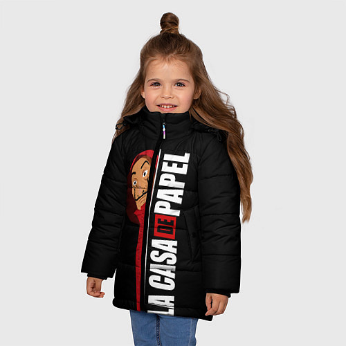 Зимняя куртка для девочки Бумажный дом / 3D-Черный – фото 3