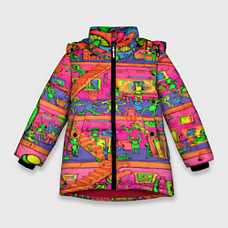 Куртка зимняя для девочки ИНОПЛАНЕТЯНЕ КИСЛОТА, цвет: 3D-красный