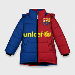 Куртка зимняя для девочки Форма Barcelona Messi, цвет: 3D-черный