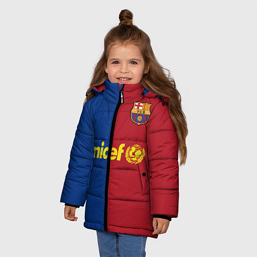 Зимняя куртка для девочки Форма Barcelona Messi / 3D-Черный – фото 3
