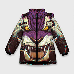 Куртка зимняя для девочки Маска тигра Ханья, цвет: 3D-черный